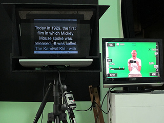 Teleprompter in action