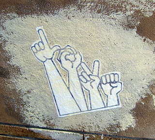 Hand signals in street art