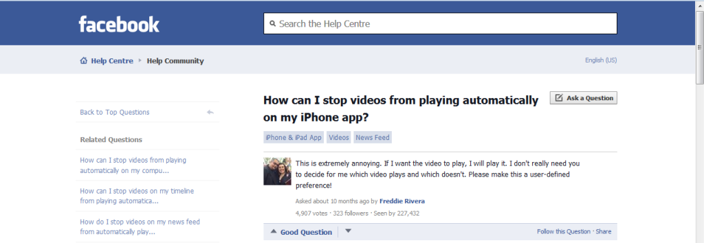 The image represents the screenshot of Facebook Help Centre