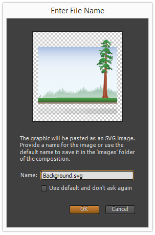 Figure 6: Pasting Illustrator graphics in Edge Animate creates an SVG