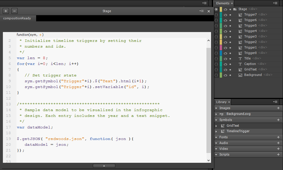 Figure 14: The code on the Stage’s compositionReady event