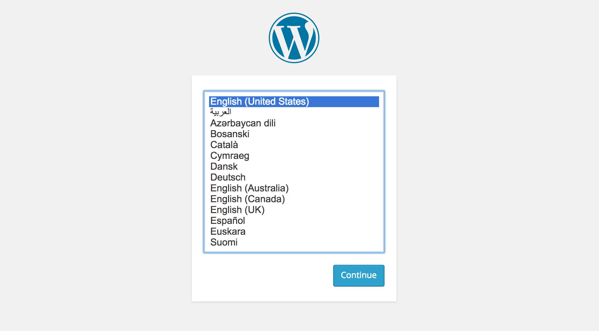 WordPress 4.0 Installation Language Selection