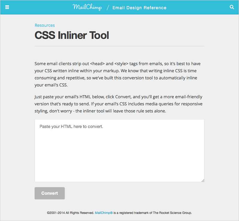 Mailchimp CSS inliner tool