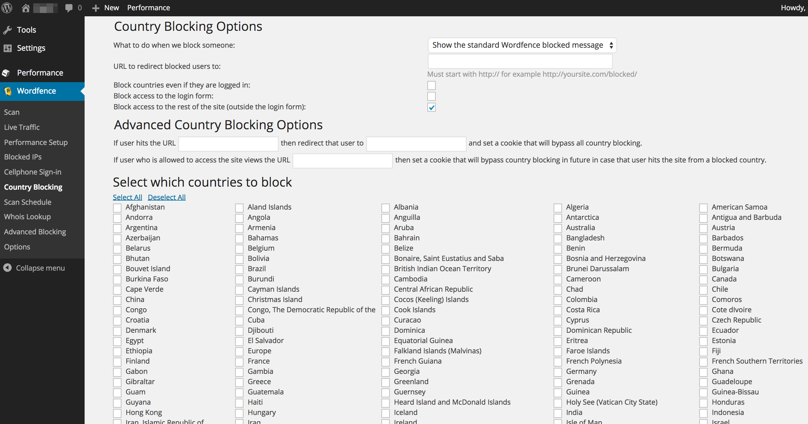 WordPress Security Example - Country Blocking