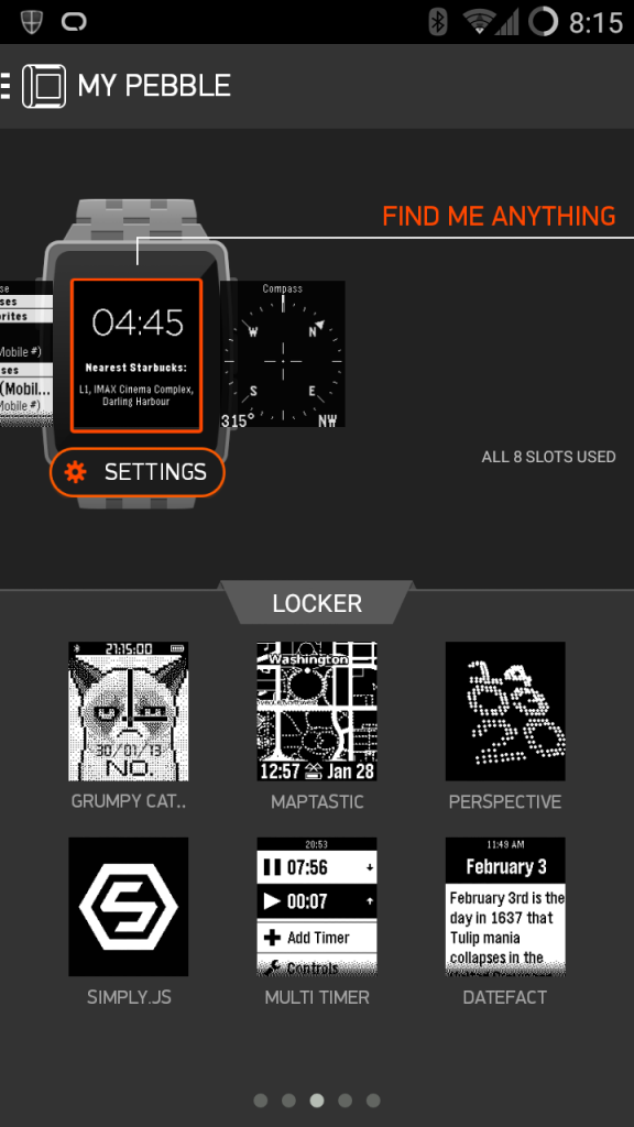 My Pebble apps installed