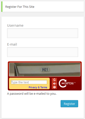 CAPTCHA with the WordPress Registration Form