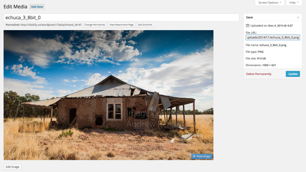 Resizing images in WordPress media library