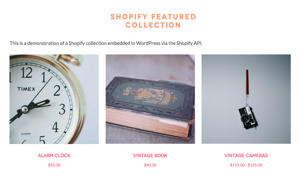 Embedded Shopify Collection Screenshot