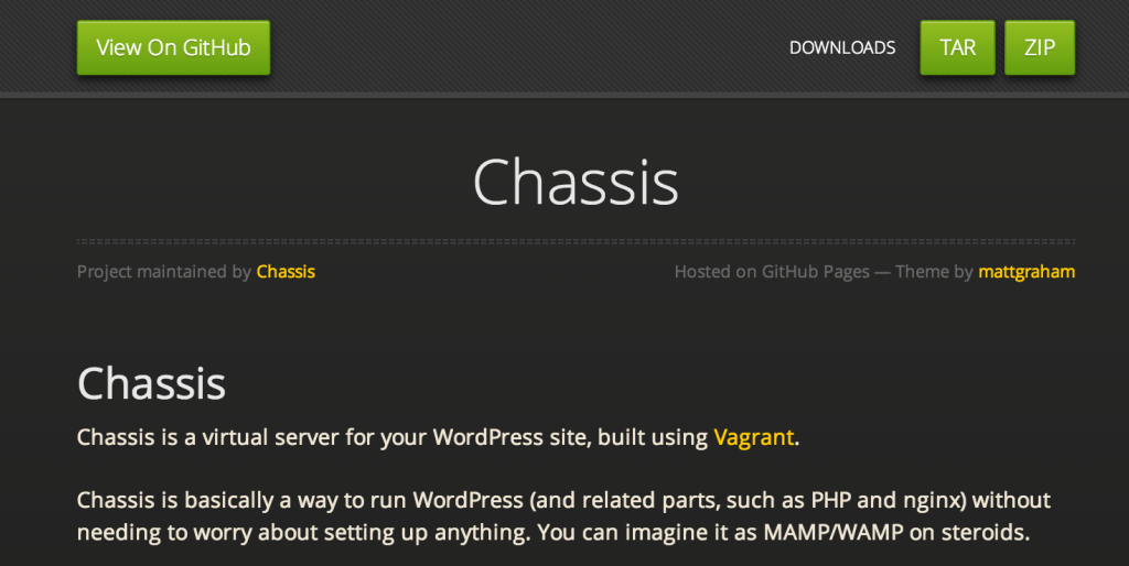 Chassis for WordPress Development