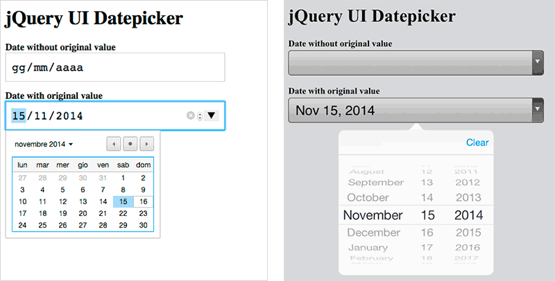 Date picker in Chrome and IOS