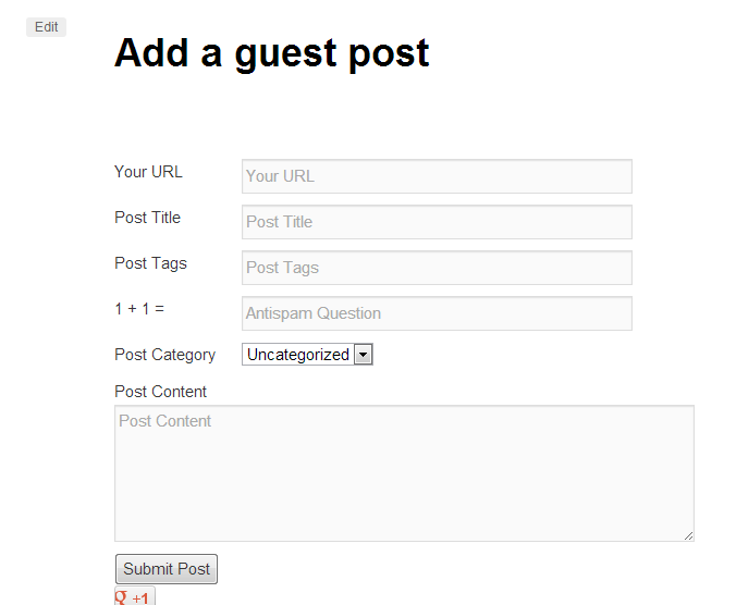 User Submitted Posts Form