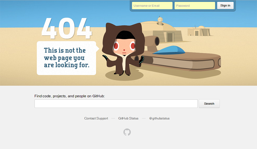 Github's famously Star warsy 404 page