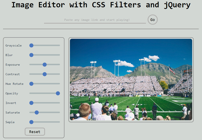 Image Editor with CSS Filters