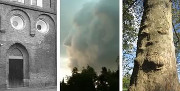 Faces in buildings, clouds and trees