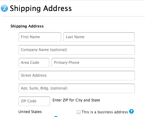 Shipping address webform showing importance of first word in meaning