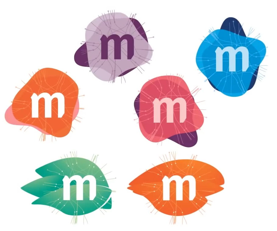Six new paint daub Mozilla logos