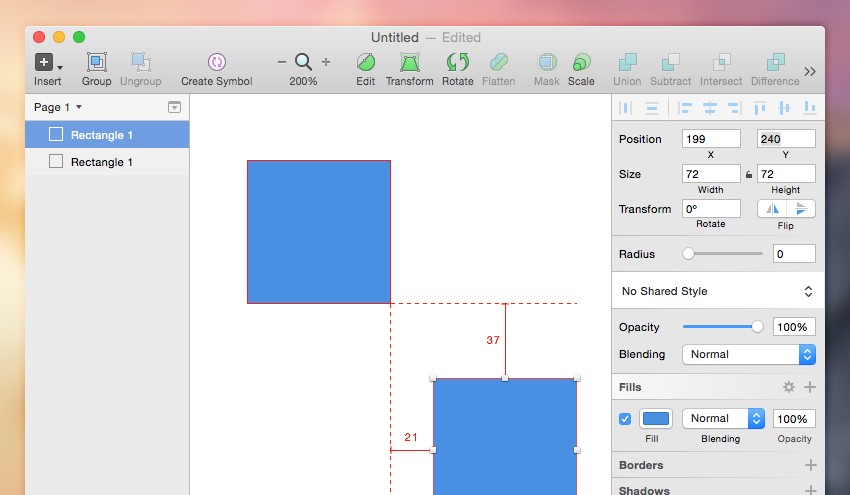 Sketch App's alignment tools