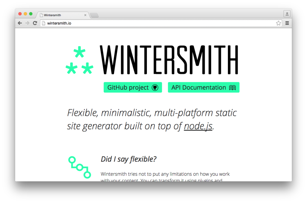 Site generation. Wintersmith.