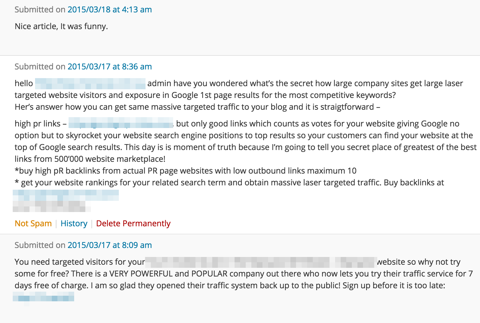 Comment Spam in WordPress