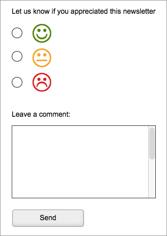 A radio button set with three faces - happy, sad and passive.