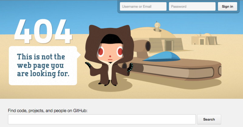 404 page at Github