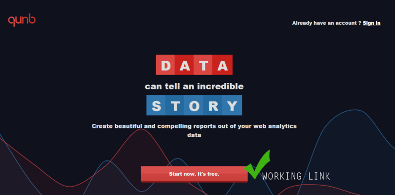 Data Story site showing a clear (though red) CTA