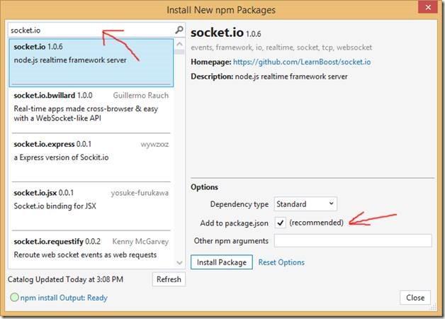 Adding Sockets.IO to npm