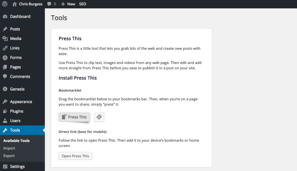 WordPress 4.2 Press This Feature
