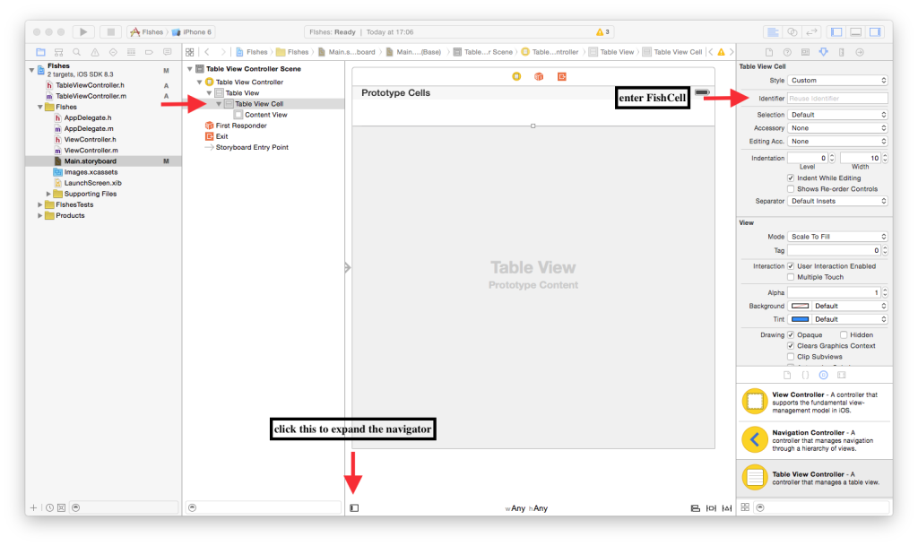 Show the document outline or navigator to see the components available on Interface Builder