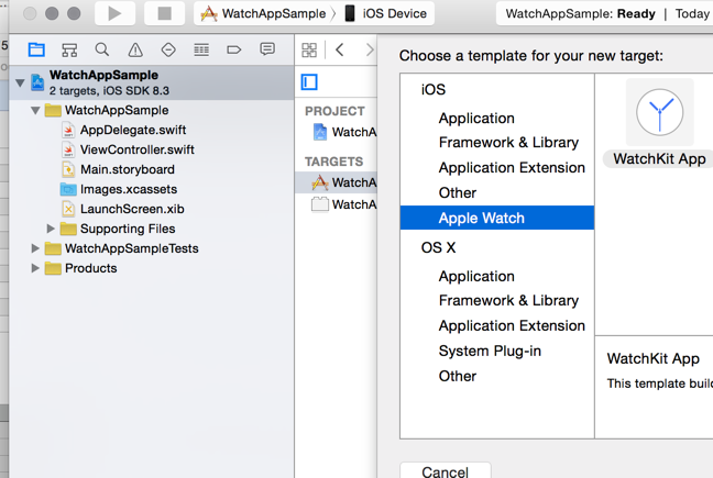 Creating a WatchApp in XCode