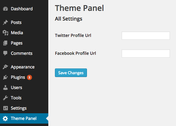 Theme Settings API Social Profiles