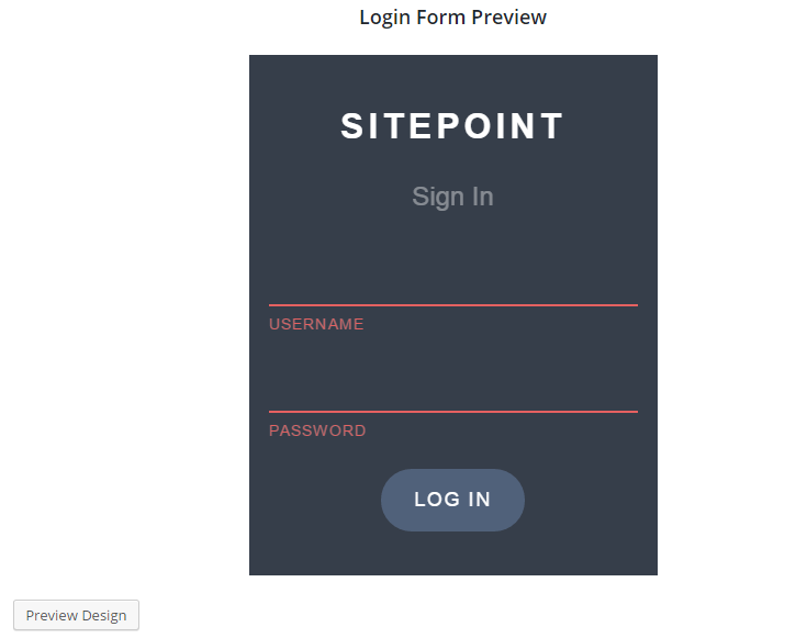 Custom WordPress Login Preview