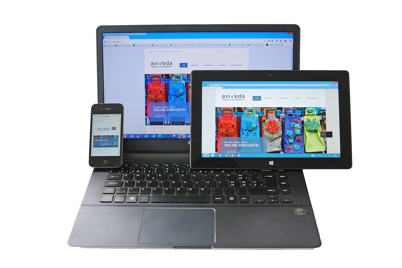 Website displayed on various devices