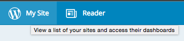 WordPress's MY Site button comes with a tooltip that offers to View a list of YOUR sites