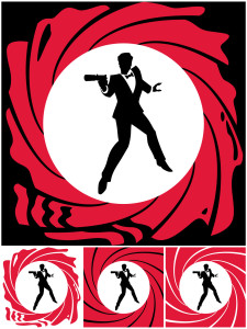 Silhouette of secret agent. No transparency and gradients used.