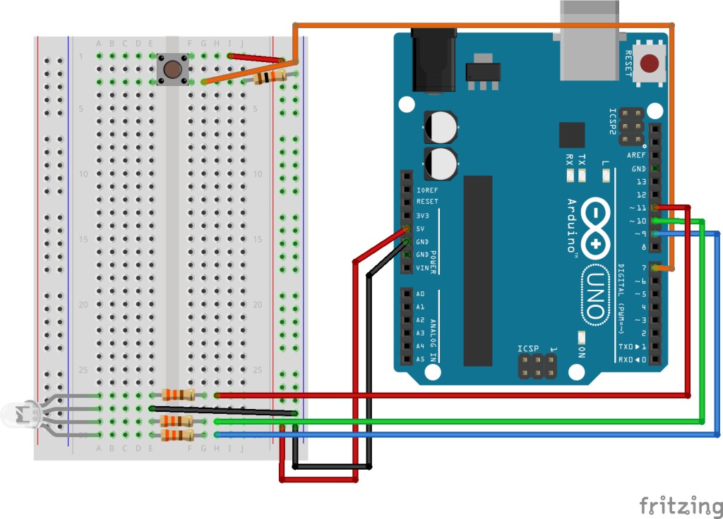 Button and RGB LED Sketch