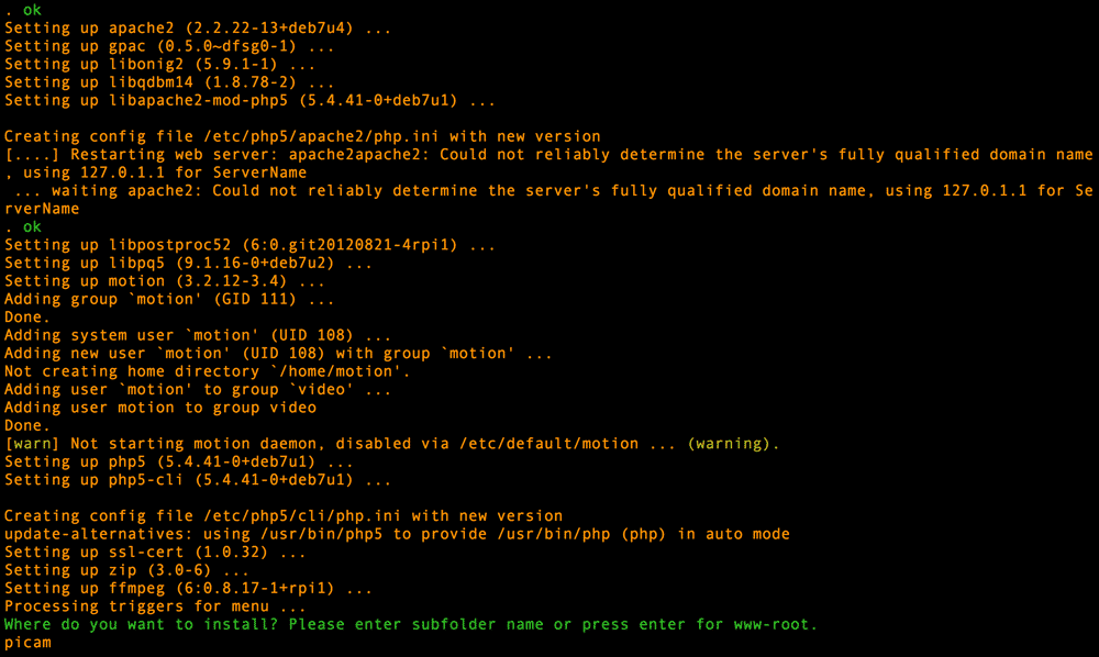 Cam Installation Location Screen