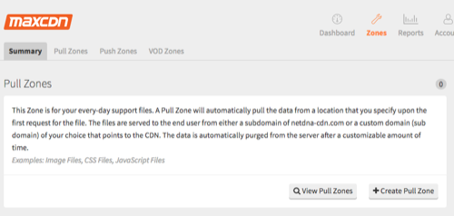 MaxCDN Pull Zones