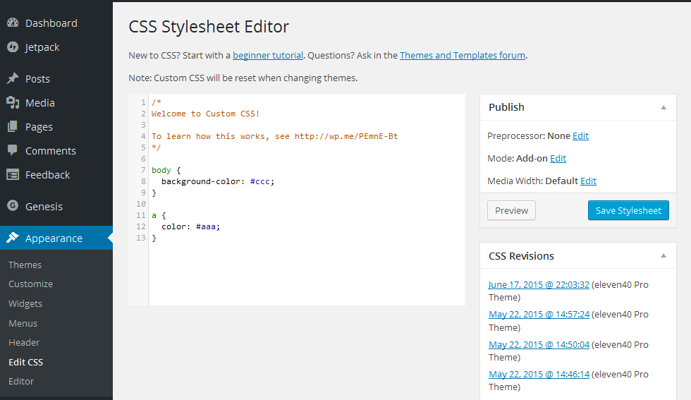 CSS Stylesheet Editor