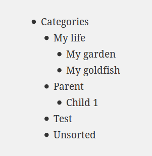 WP list categories