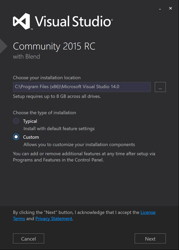 Installing Visual Studio with Custom Settings