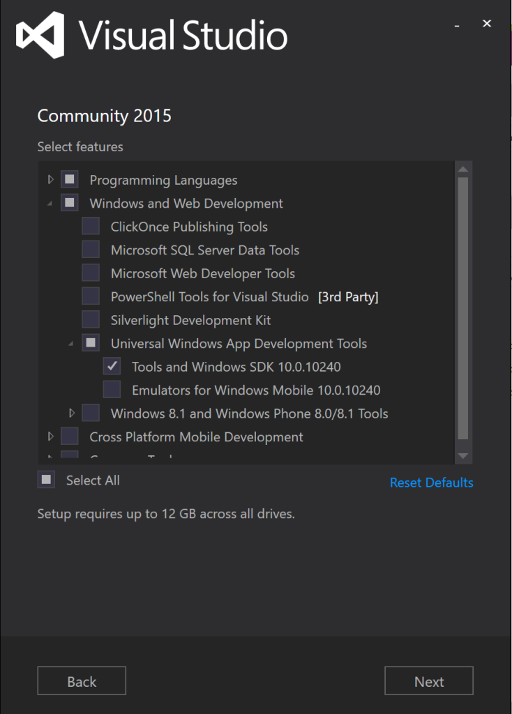 Choosing the right settings for Visual Studio and the IoT
