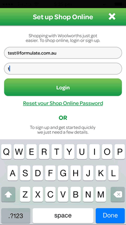 Animation: Woolies login in action 