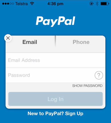 Paypal account login