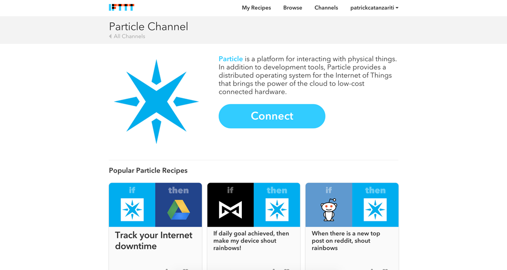 The Particle IFTTT Channel