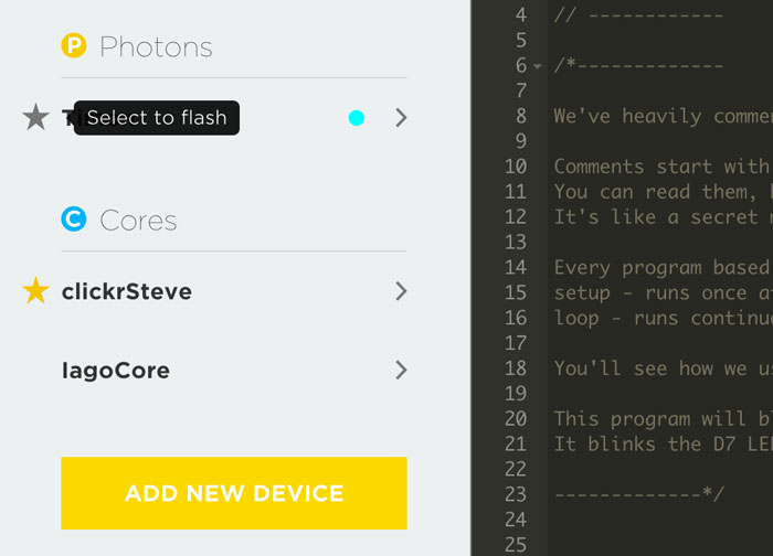 Choosing Photon Device To Flash