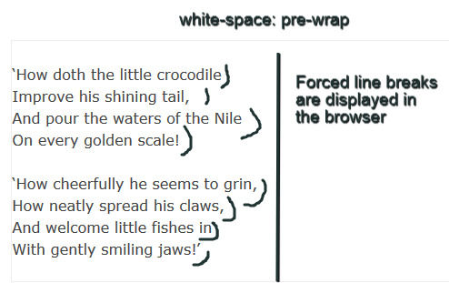 Example of pre-wrap keyword for the white-space property