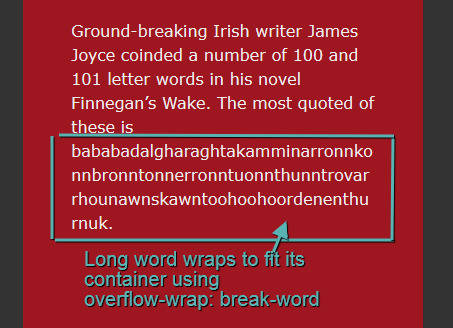 word-wrap with break-word value