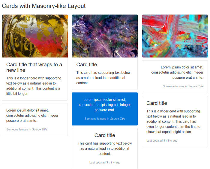 Cards Masonry Layout
