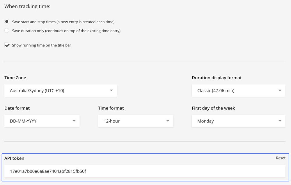 Finding your Toggl API key